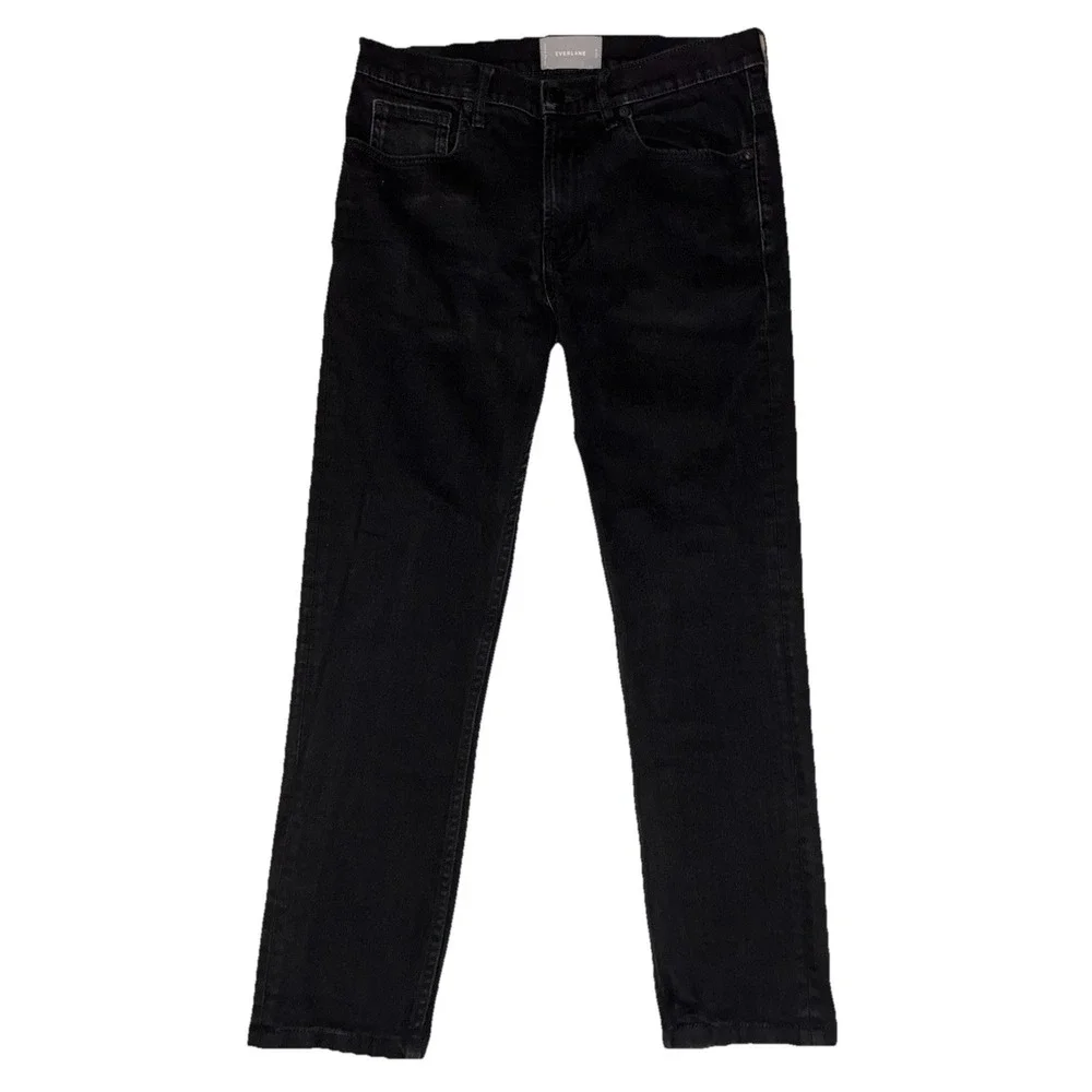 EVERLANE Jeans Men's 32 Black The Slim Jean Stretch Ankle Hemmed 32x27 *altered